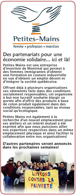 Petites Mains... partenaire pour une &eacute;conomie sociale ici et l&agrave;... texte en image